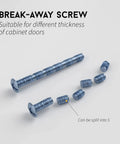 Break-away screw for 6 Pack Gold Cabinet Handles Brushed Brass 4 Inch Pulls showing split sections for different cabinet thicknesses.