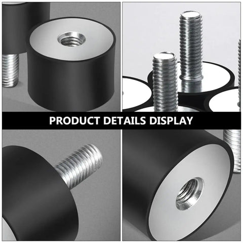 6 Pcs Rubber Isolator Shock Mounts For Fitness Equipment And Compressors Heavy Duty Black Damping Elements That Cut Vibration And Improve Stability For Gym Gear AC Units Pumps Engines And More, black rubber with threaded bolt