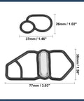 VTEC Solenoid Gasket And Spool Valve Filter Screen Replacement Kit For Honda Prelude Civic Del Sol All Models 1995 1996 1997 1998 1999 2000 2001 Pack Of 2 Black Durable Easy Install Plug And Play DIY Friendly, showing rubber gasket and filter dimensions