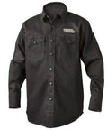 Black 9 Oz Flame Resistant Cotton Welding Shirt With Custom Fit, Medium, 40 Inch Length, Two Chest Pockets With Flaps And Pencil Holder
