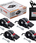 4 Pack 1 Inch By 10 Foot Bolt On Retractable Ratchet Straps With Coated S Hooks for cargo tie downs