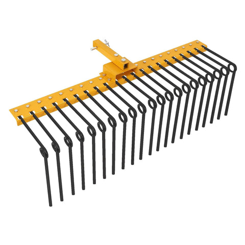 Tow Behind 60 Inch Dethatcher Rake With 21 Steel Tines For Tractors Category 1 Three-Point Hitch Yard Cleanup Attachment
