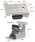 Self Locking 90 To 180 Degree Folding Leg Bracket dimensions and details for Heavy Duty Tables RV Bases Workbenches