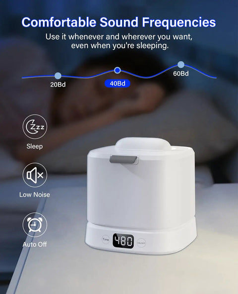 Ultrasonic Retainer Cleaner Machine With 45kHz Sonic Cleaning And Digital Timer Deep Clean For Dentures Aligners Braces Night Guards And Jewelry 319ml Capacity White Compact Countertop Design No Fuss Easy To Use Home Ready on nightstand with sleep features