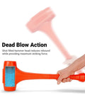 Cutaway view of Dead Blow Hammer 30 Inch 9 Pound With Shock Absorbing PU Core Non Marring Steel Shot Fill Reducing Rebound