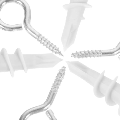 20 Set Heavy Duty Self Drilling Drywall Anchors And Screws Kit with nylon and iron, close-up showing screw details and design