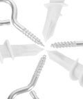 Heavy Duty Self Drilling Drywall Anchors And Screws Kit With Eye Hooks in nylon and iron shown in detail