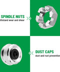Ready To Roll Premium Trailer Hub Bearing Kit For Tandem Axles 5200 6000 Lb With spindle nuts and dust caps detail