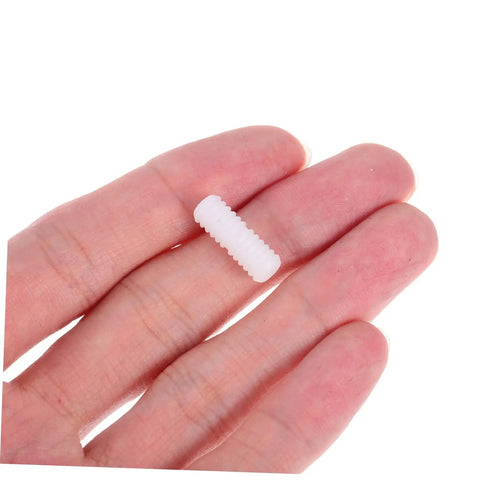 Professional Grade Furniture Hidden Connectors For Shelf Assembly Fasteners, white nylon locking pin held in hand.