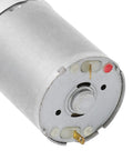 Close-up view of XD-25GA370 DC gear motor with metal gearbox showing connectors and durable metal casing for DIY projects.