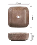 Bathroom Sink Bathroom Sink Modern Art Basin Hotel Apartment Bathroom Wash Basin Square Above Counter Basin Home Bathroom Wash Basin Bathroom Sink Vessel, 395mm square brown basin top and side view.