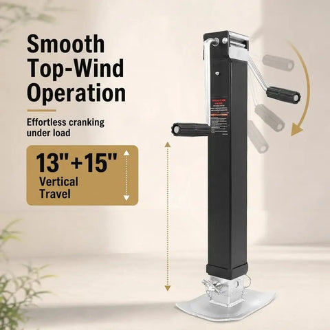 Built Like A Tank 7000Lb Square Drop Leg Trailer Jack With Weld On Pipe Mount And Side Wind Crank for effortless lifting and stable support.