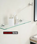 Glass Shower Shelf With 8mm Tempered Glass 20 By 5 Inches 304 Stainless Steel Brushed Finish Wall Mount Organizer For Bathroom Rust Resistant Keeps Your Shower Stuff Neatly Secured, featuring concealed screws.