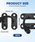 Two Pack Antique Black Hasp Latches With Alloy Swing Arm Clasp dimensions shown for tool chests and cabinets