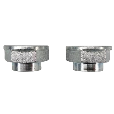 Front Wheel Hub And Bearing Kit With Seals And Retaining Clip Nut 2 Piece Replacement Set For Subaru Legacy Outback Impreza Forester And Baja 1990 To 2004 Without ABS pictured are two silver retaining clip nuts.