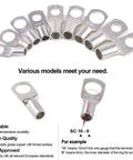 Assortment of 125 Piece Marine Grade Heavy Duty Tinned Copper Wire Lugs Battery Cable Ends Eyelets SC Ring Terminal Connectors