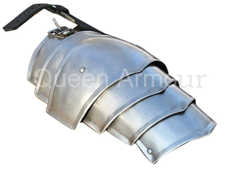Steel Pauldron For LARP Armor Single Shoulder Accessory For Adult Knight Crusader Costume Silver With Leather Strap Battle Ready