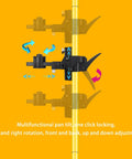 Pro Grade Laser Level Pole With Tripod For Rotary And Line Lasers showing adjustable pan tilt mechanism on yellow background