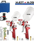 Heavy Duty Cordless Spray Paint Gun Kit With Adjustable Tip For Home And Auto Jobs No Cord Hassle Zinc Alloy Frame Battery Operated. Includes two spray guns.
