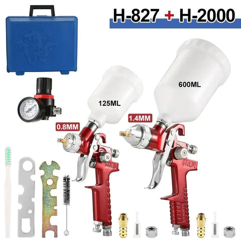 Heavy Duty Cordless Spray Paint Gun Kit With Adjustable Tip For Home And Auto Jobs No Cord Hassle Zinc Alloy Frame Battery Operated. Includes two spray guns.