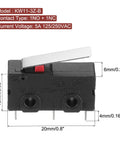 KW11-3Z-B Micro Limit Switch 1NO And 1NC Waterproof Miniature Switch For Precision Machinery, 5A 125 And 250VAC, Dustproof And Splash Resistant, Durable And Easy To Wire For Automation, Industrial Machinery Projects, 20x10x6mm