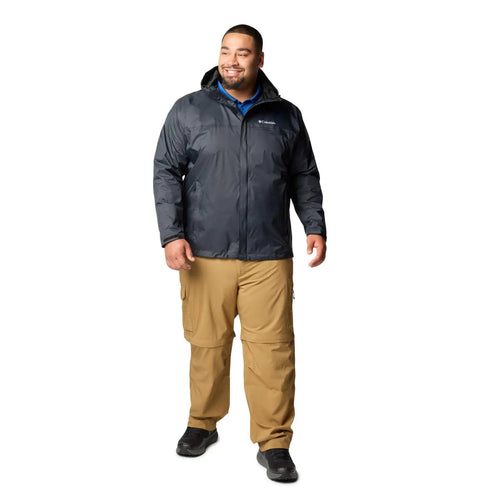 Man wearing Watertight II Waterproof Rain Jacket For Men Black Size Large With Durable Nylon Shell