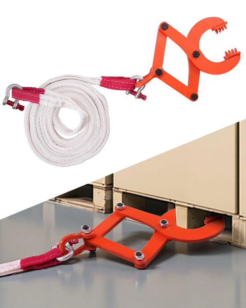 Heavy Duty 1 Ton Pallet Puller Clamp Kit With Two Steel Hooks Thirteen Point One Foot Tow Strap And Work Gloves for pallets