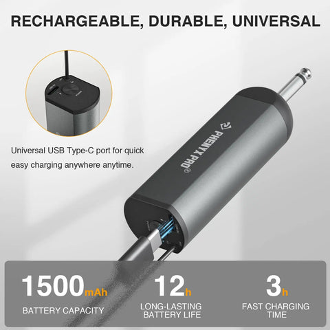 Digital Wireless Karaoke Microphone System With Mini Receiver And Bodypack Transmitter, showing charging features and specs