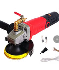 Pro Grade Wet Polisher with 4 Inch Diamond Polishing Pad Kit, 860W, 110V, red handle, six variable speeds for stone countertops.