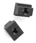 Close-up of 5 Pcs Black Oxide T Slot Nuts M8 Thread for machine tool tables undersized sliding nut block for T slots durable 45 steel.