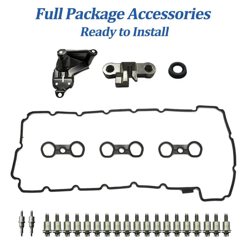 N52 Engine Valve Cover Kit With Oil Cap And PCV Hose For BMW 125i 128i 130i 323i 328i 525i shown with components