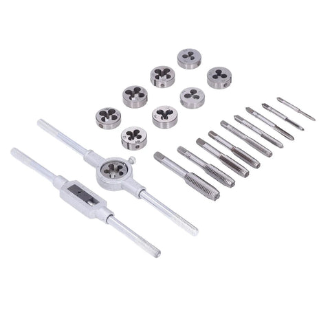 Tap Die Set With Tool Steel Threading Kit For DIY Car Repair And Model Processing Built Tough Cast Iron And Aluminum Tapping Power Tools For Mechanical Transmission And Thread Cutting Projects, 20-piece set