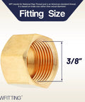 Three Eighths Inch Brass Compression Cap For Tubing Fittings Pack Of Sixty, showing 3/8" fitting size, durable brass cap