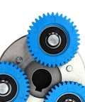 36T Planetary Gear With Clutch Set For Motor Replacement, 36 Teeth Nylon Blue Gear, Outer Diameter 38mm, Close-up of 3 Gears