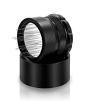 Black Espresso WDT Tool with 22 needles for 58mm portafilters, angled view showing needle depth adjustment feature.