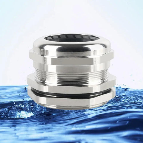 Close-up of Cable Gland NPT1 Half Inch Nickel Plated Brass Waterproof Glands IP68, showcasing rugged construction and watertight seal.