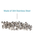 Premium 18-8 304 Stainless Steel Wood Screws 200 Pack flat head Phillips showing silver finish and precise threading.