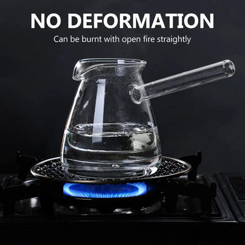 Clear Glass Turkish Coffee Pot 450ml Teapot For Hot And Cold Drinks With Retro Design on stove top