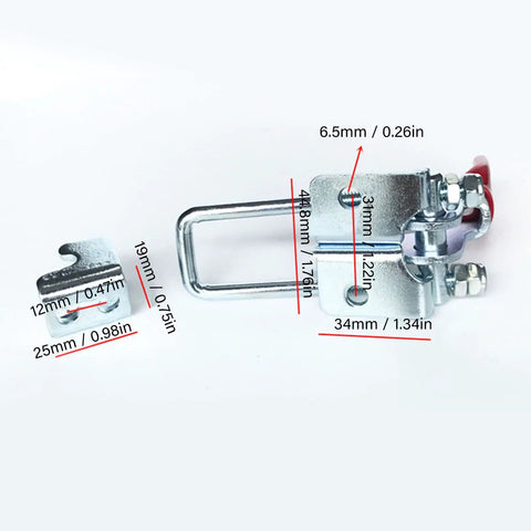 Heavy Duty Toggle Latch Clamp With Adjustable Design For Quick Fixing, Features High Strength Hot Rolled Steel Build To Hold Up To 320KG With Flexible Tension Control For Doors And Gates Without Any Issues. 34mm clamp dimensions
