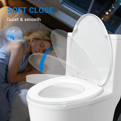 Premium White Elongated Toilet Seat Featuring Soft Close Lid And Touch Free Handle Quiet Closing Design Makes It A Solid Game Changer For Zero Fuss Home Bathrooms