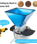 Homebrewing Grain Mill With Three Rollers And 13 Lb Hopper Steel Base for crushing malt and barley, drill-ready setup