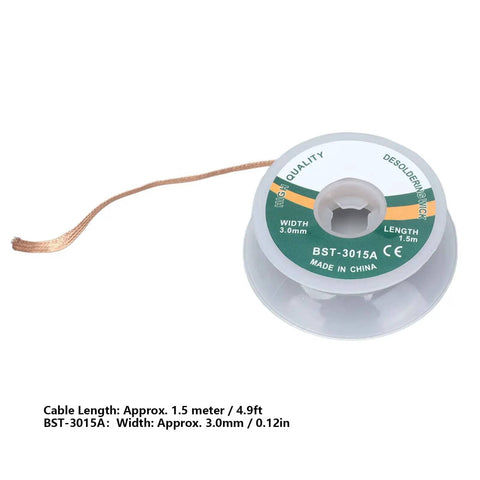 Desoldering Wick Braid 1.5M No Clean Copper Solder Removal Tool For Electronics Repair And PCB Work High Temperature 3.0mm 3015A