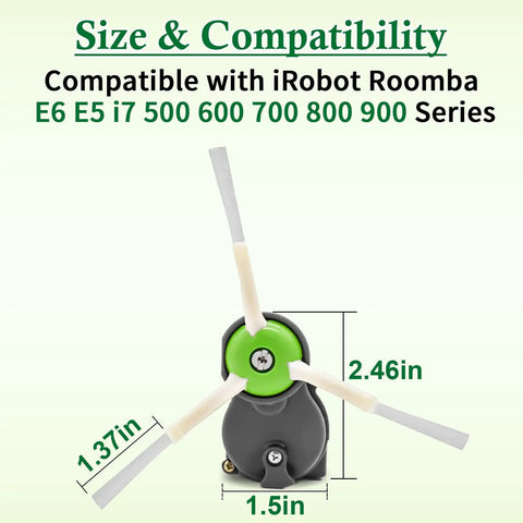 Replacement Side Brush Motor Module for Roomba E5 E6 i7 500 600 700 800 900 Series with dimensions and compatibility details