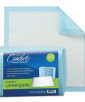 Game Changing Disposable Underpads For Adults Built With Heckin Super Absorbent Layers To Deliver Rock Solid Bladder Leak Defense And Keep Your Mattress Sheets Fresh Daily, 23x36 inch underpads with blue edges.