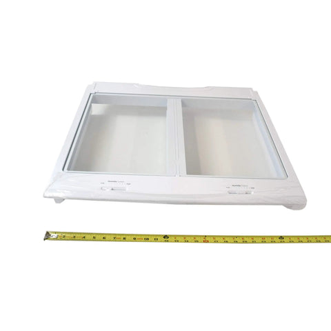 OEM Replacement Assembly Cover For Refrigerator Vegetable Drawer Ref DA97-13029A with measuring tape for scale