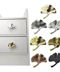 Ginkgo Leaf Zinc Alloy Cabinet Pull for doors and drawers in ancient gold, silver, red bronze, and green bronze finishes.