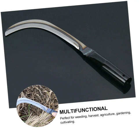 Two Pack Handheld Mowing Sickle For Harvesting And Weeding Comfy Grip Garden And Farm Tool with manganese steel blade on black handle
