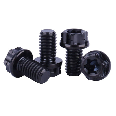 Titanium Flange Head Bolt M6x10mm Black Finish Grade 5 6Al4V Torx T30 Screw Pack Of 4, showing various angles