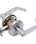 Dane Satin Chrome Medium Duty Keyed Entry And Office Door Lever, deadlocking latch, commercial use, ANSI BHMA Grade 2
