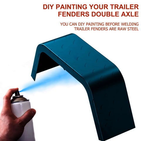 Spray painting Beefy 14 Gauge Steel Trailer Fenders 2 Pack For Single Axle Trailers Fits 14 To 16 Inch Tires 32 X 13 X 9 In Black Fender Guards